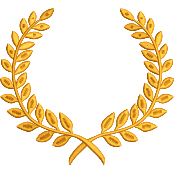 Diseño de Bordado de Corona de Hojas Doradas y Patrón Clásico Digital - BASAK6F